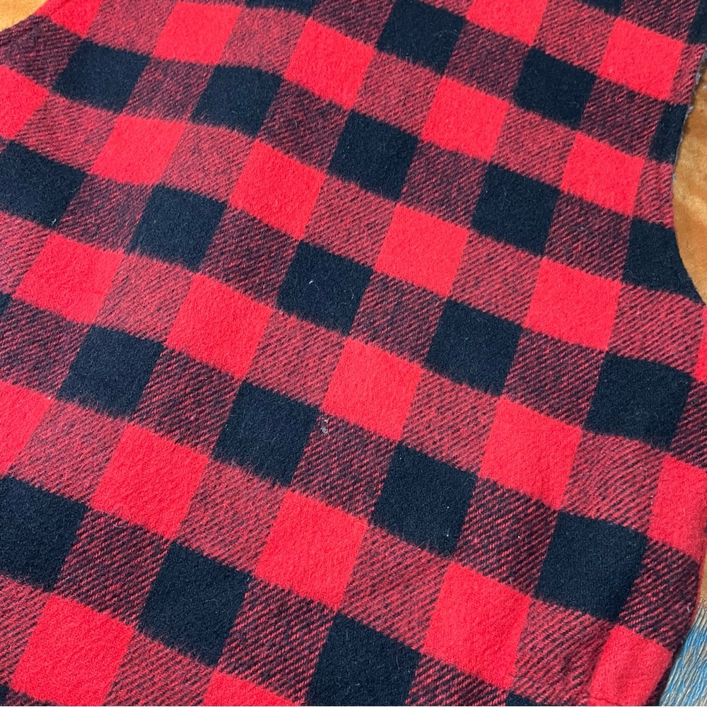 VTG Codet Wool Red Black Plaid full zip Vest large Made in Canada - Picture 8 of 13